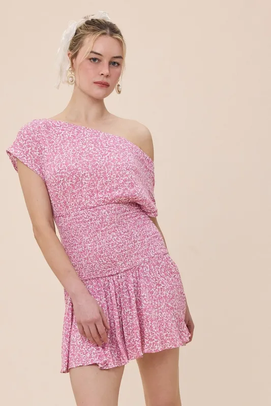 Roya Ditsy Pink Floral Drop Waist Mini made by Sky to Moon 