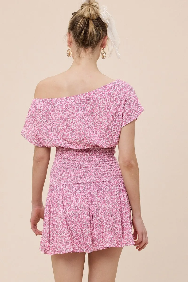 Roya Ditsy Pink Floral Drop Waist Mini sold by Boho Pink product image thumbnail 4