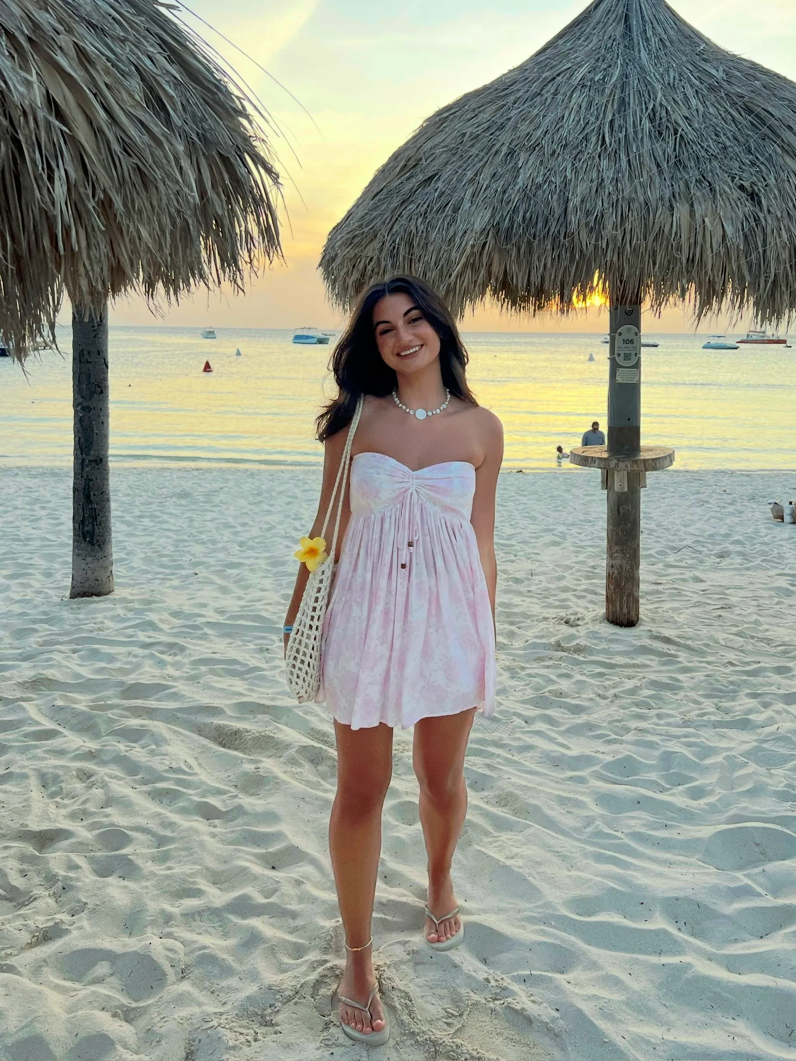 Lena Light Pink Floral Print Strapless Mini Dress sold by Boho Pink product image thumbnail 4