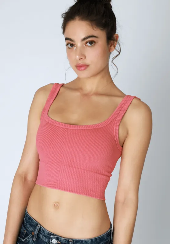 NIKIBIKI Vintage Flamingo Cropped Chevron Tank sold by Boho Pink