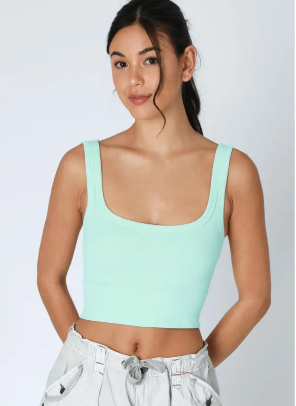 NIKIBIKI Island Aqua Cropped Chevron Tank sold by Boho Pink