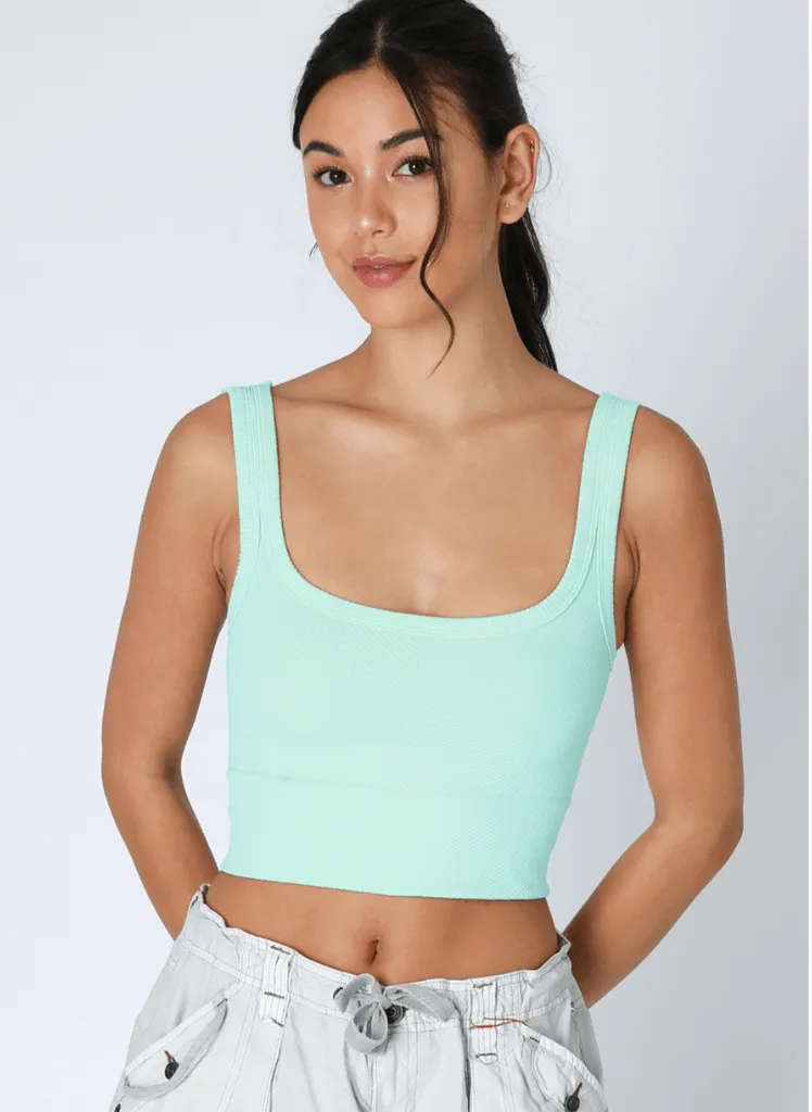 NIKIBIKI Island Aqua Cropped Chevron Tank sold by Boho Pink