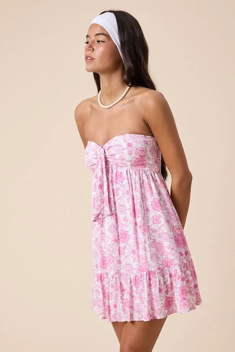 Sammie Power Pink Floral Strapless Mini Dress sold by Boho Pink product image thumbnail 2