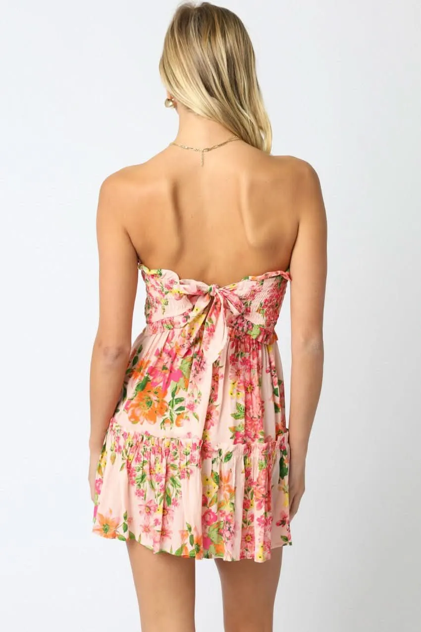 Fresia Pink Floral Strapless Dress sold by Boho Pink product image thumbnail 4
