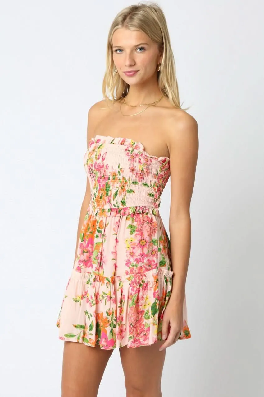 Fresia Pink Floral Strapless Dress sold by Boho Pink product image thumbnail 3