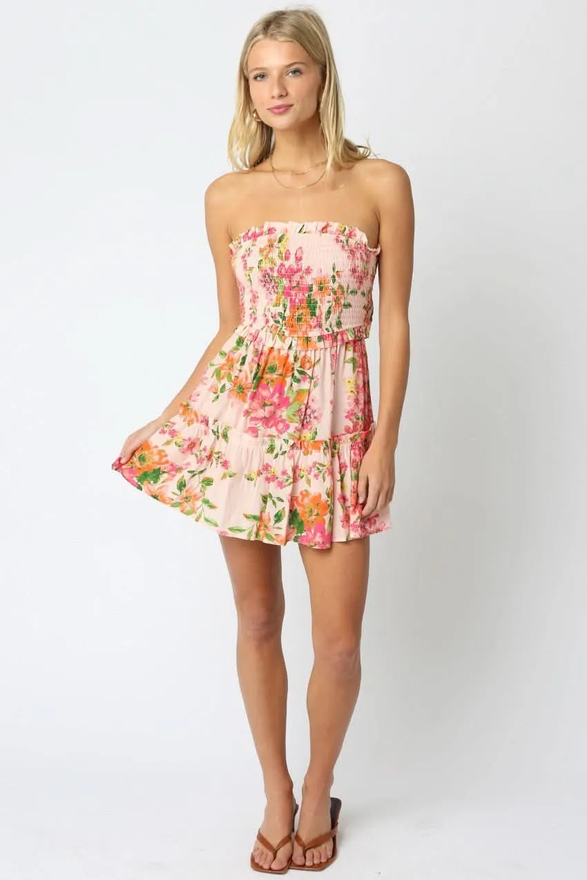 Fresia Pink Floral Strapless Dress sold by Boho Pink product image thumbnail 5