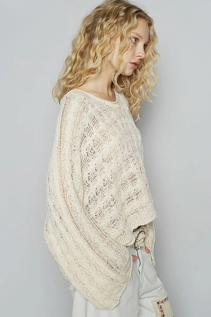 Carmen Cream Oversized Sheer Sweater sold by Boho Pink product image thumbnail 2