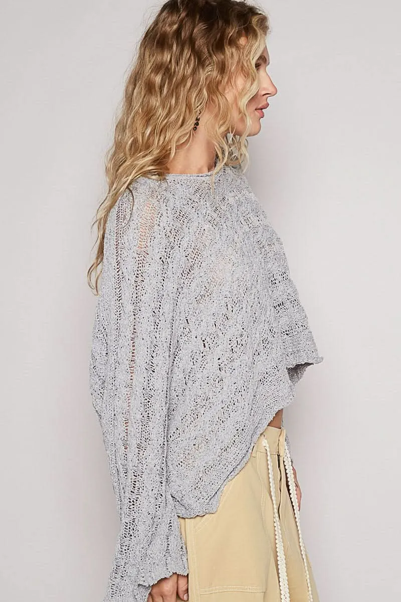 Carmen Grey Oversized Sheer Sweater sold by Boho Pink product image thumbnail 2