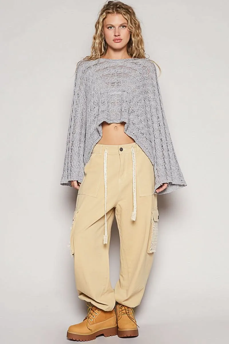 Carmen Grey Oversized Sheer Sweater sold by Boho Pink product image thumbnail 4