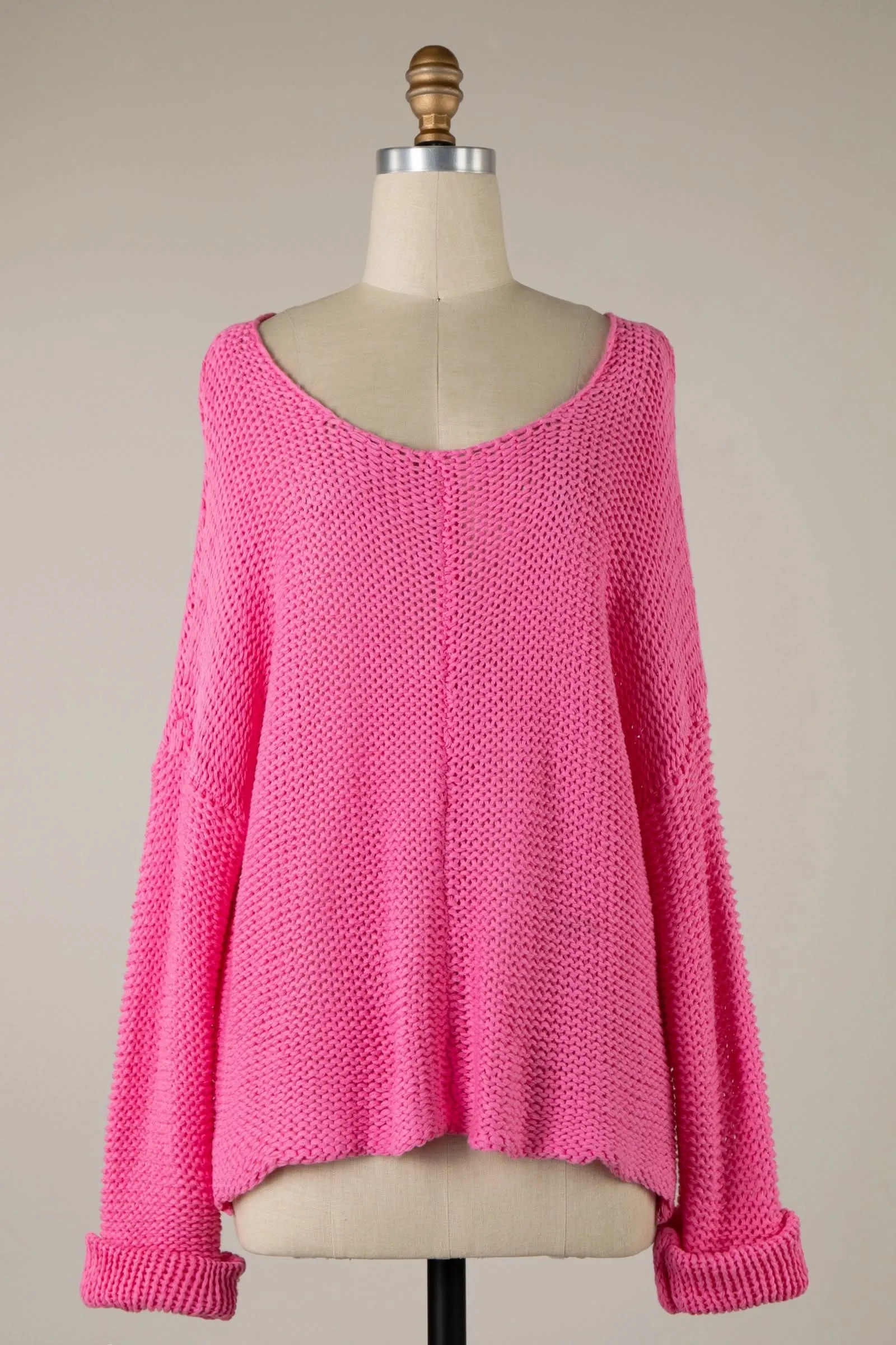 Bradford Hot Pink Oversized Sweater sold by Boho Pink product image thumbnail 2