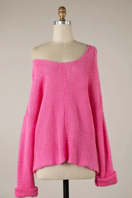 Bradford Hot Pink Oversized Sweater made by Miracle