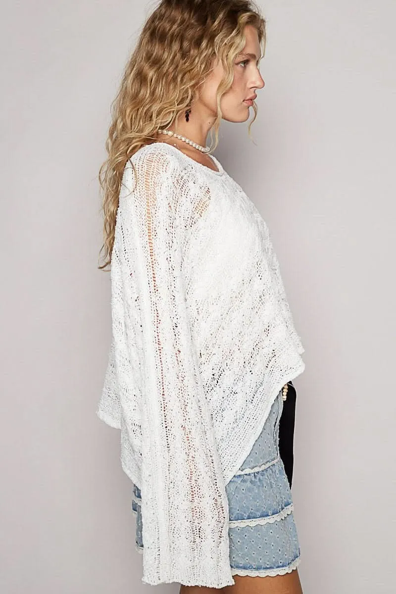 Carmen White Oversized Sheer Sweater sold by Boho Pink product image thumbnail 2