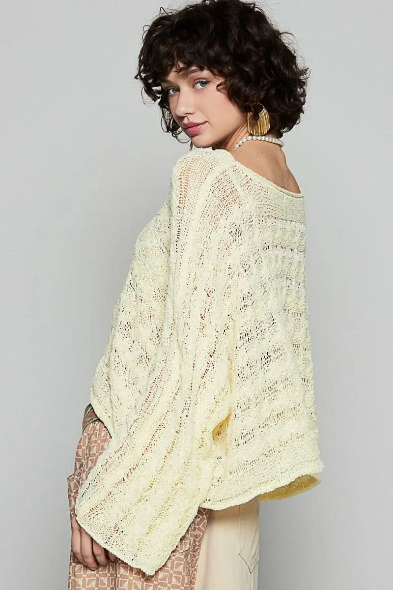 Carmen Yellow Oversized Sheer Sweater sold by Boho Pink product image thumbnail 3