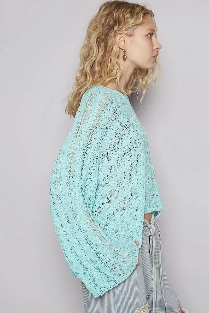 Carmen Aqua Oversized Sheer Sweater sold by Boho Pink product image thumbnail 2
