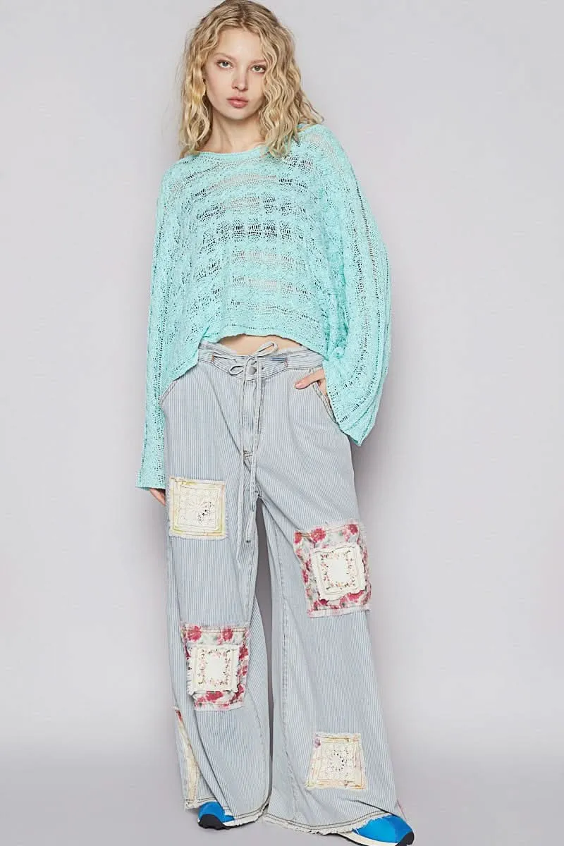 Carmen Aqua Oversized Sheer Sweater sold by Boho Pink product image thumbnail 4