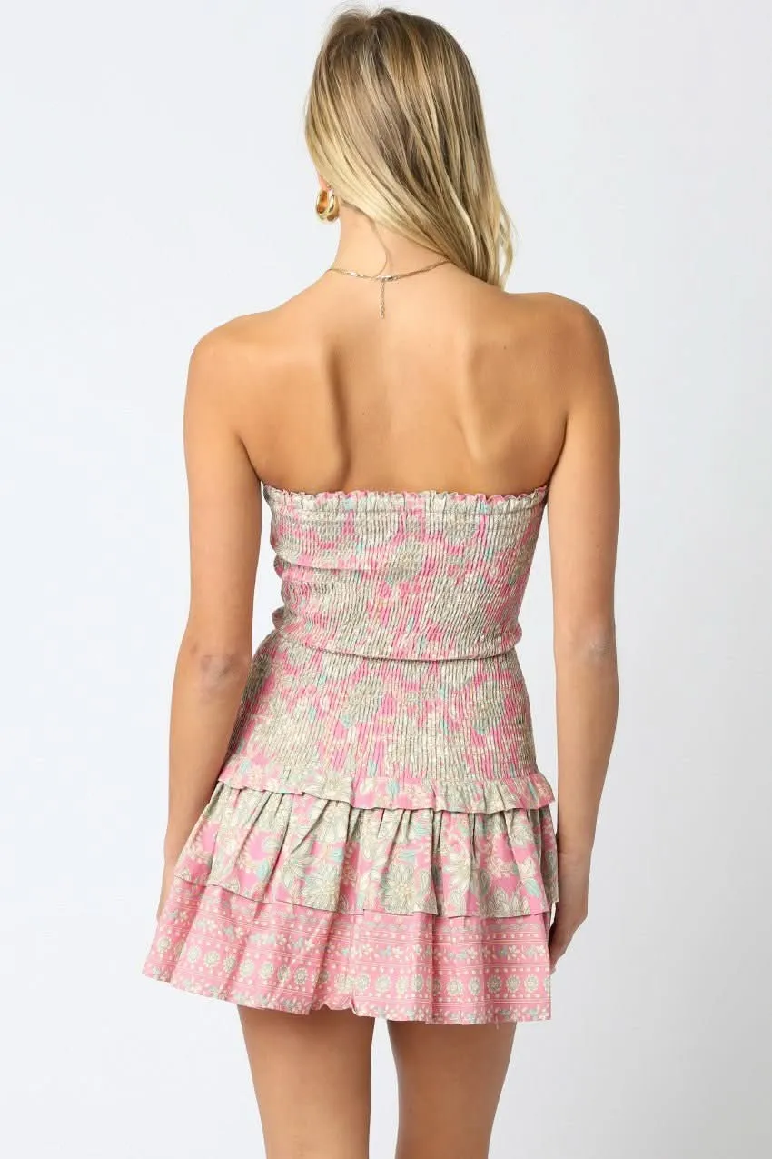 Aimee Pink Floral Strapless Mini Dress sold by Boho Pink product image thumbnail 4
