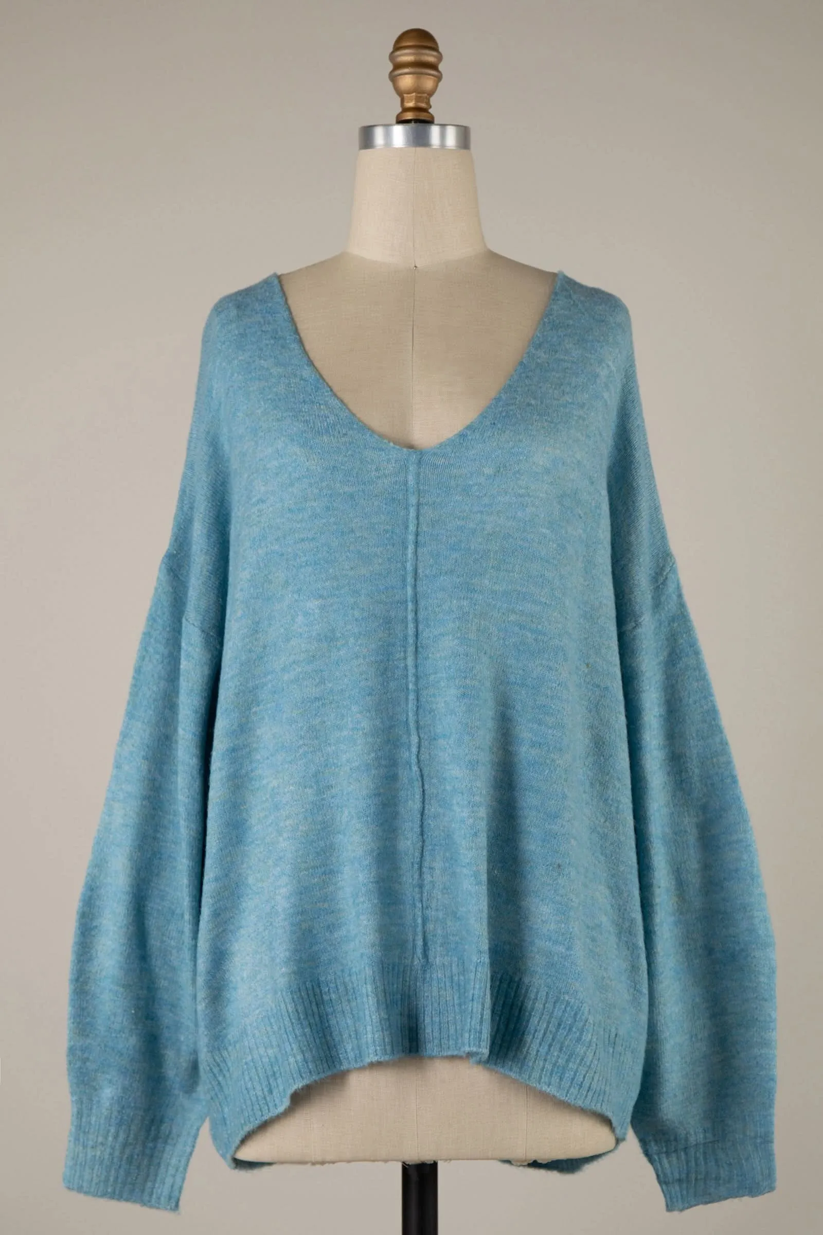 Sylvie Blue V-Neck Sweater sold by Boho Pink product image thumbnail 2