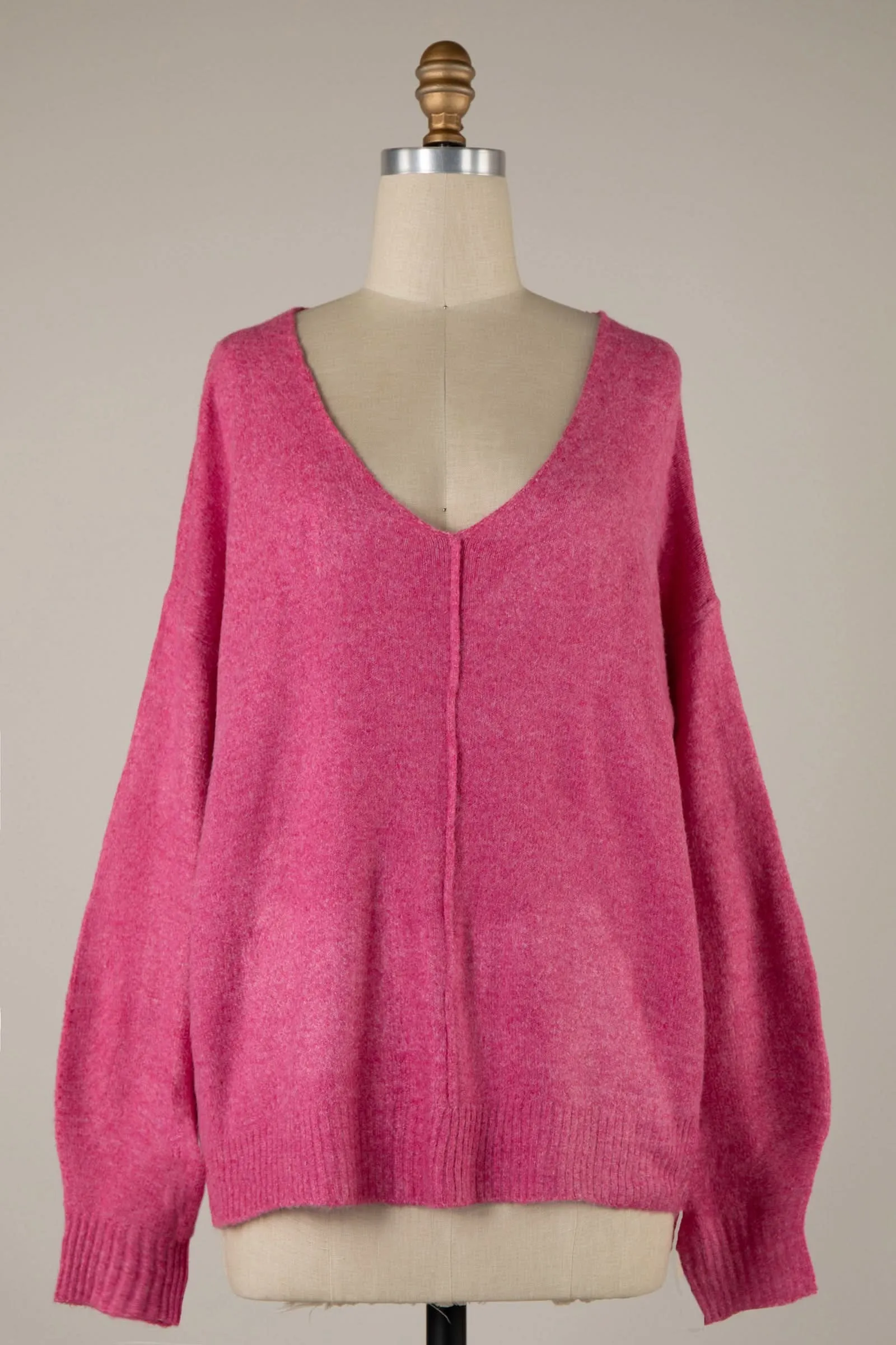 Sylvie Pink V-Neck Sweater sold by Boho Pink