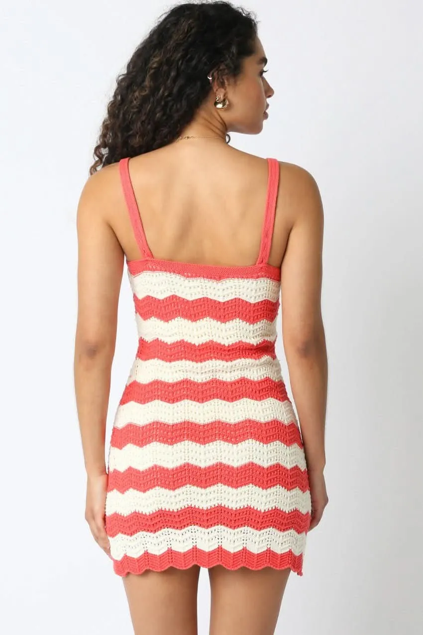 Kaya Coral and White Crochet Mini Dress sold by Boho Pink product image thumbnail 4