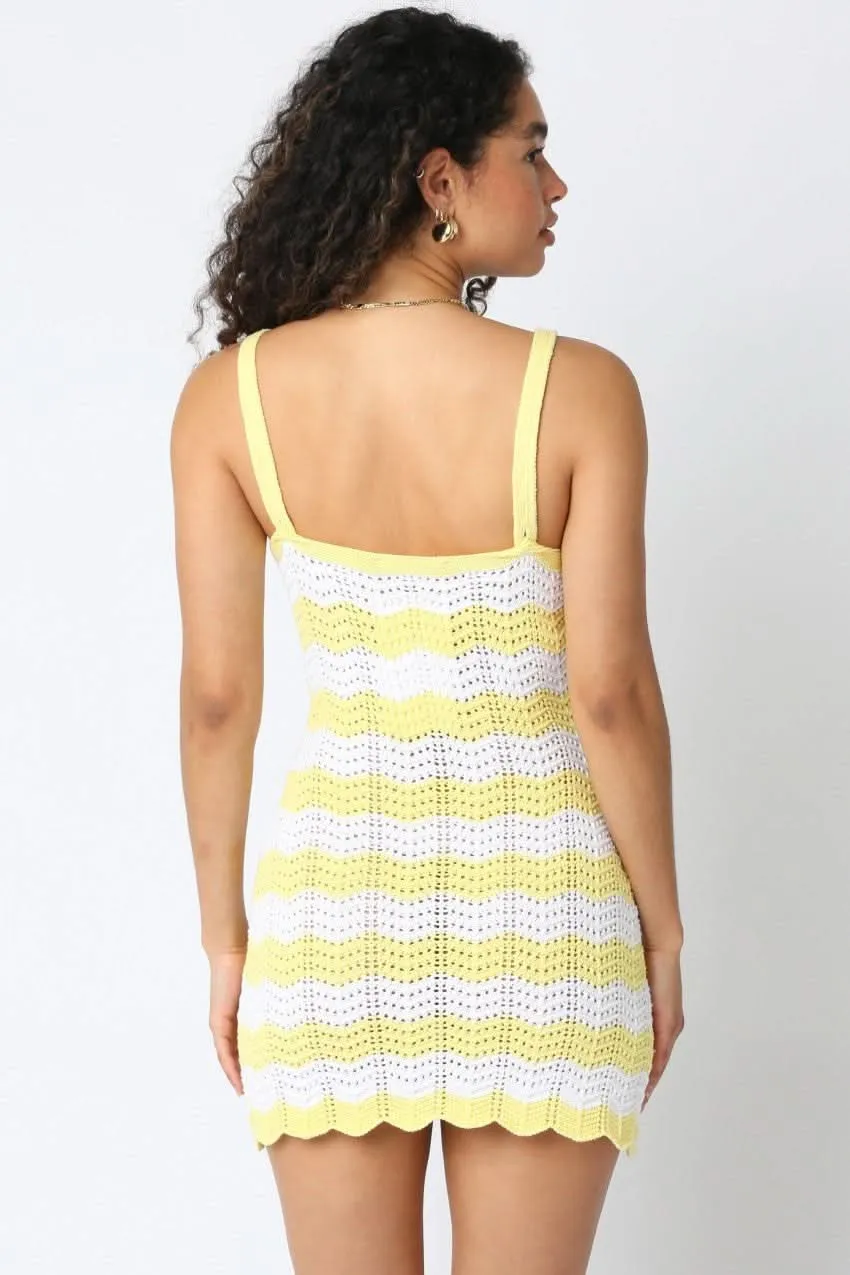 Kaya Yellow and White Crochet Mini Dress sold by Boho Pink product image thumbnail 3
