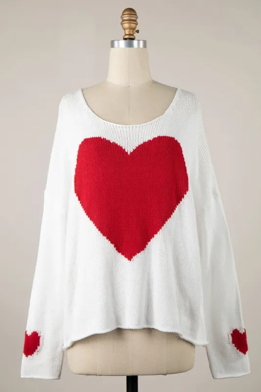 Love Ya White Oversized Heart Sweater sold by Boho Pink