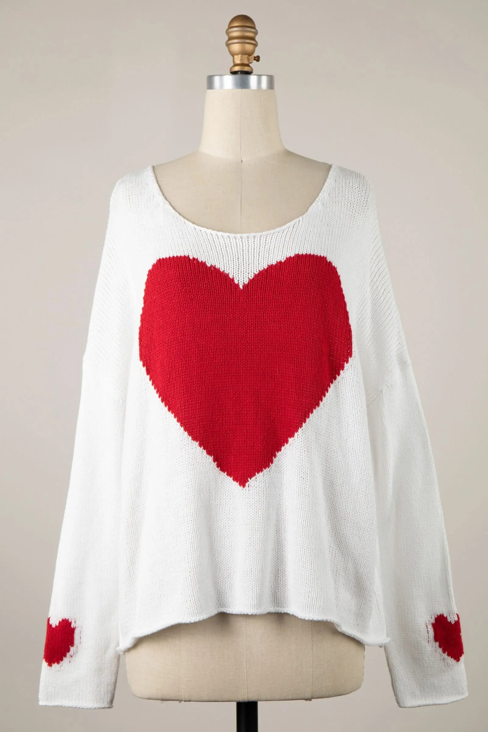 Love Ya White Oversized Heart Sweater sold by Boho Pink