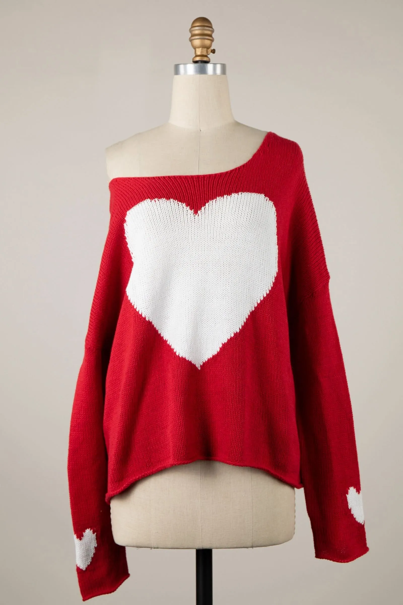 Love Ya Red Oversized Heart Sweater sold by Boho Pink