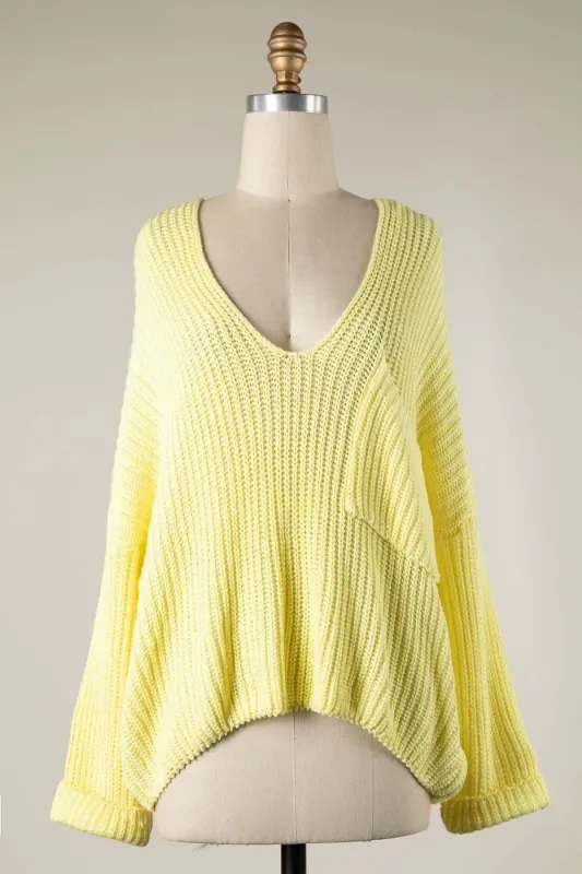 Brynn Yellow V-Neck Sweater made by Miracle