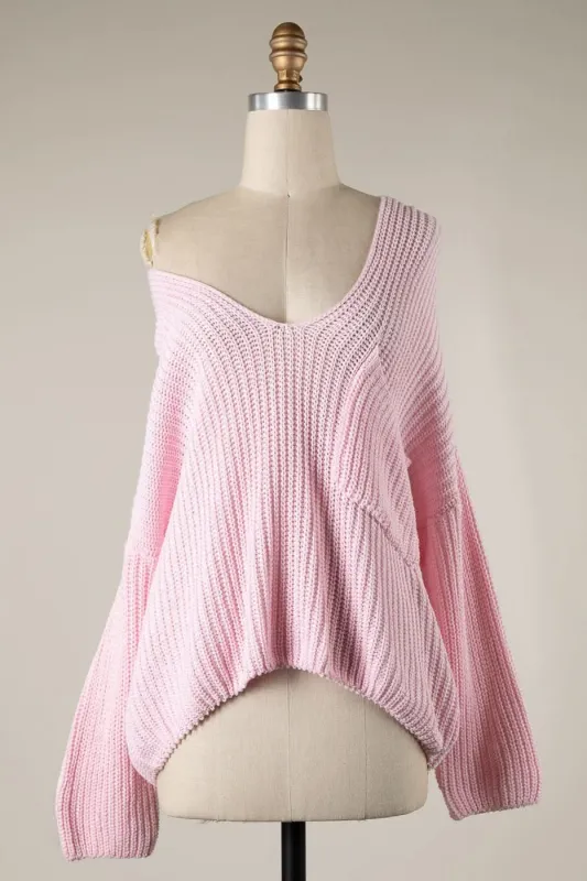 Brynn Pink V-Neck Sweater made by Miracle