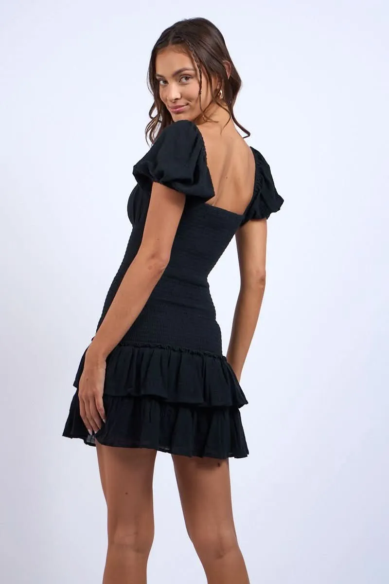 Mimi Black Puff Sleeve Mini Dress sold by Boho Pink product image thumbnail 4