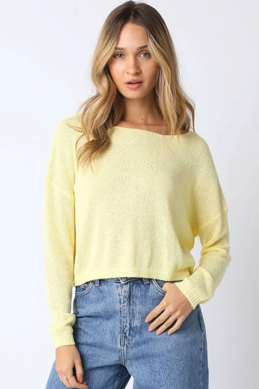 Micah Yellow Cropped Knit Sweater sold by Boho Pink