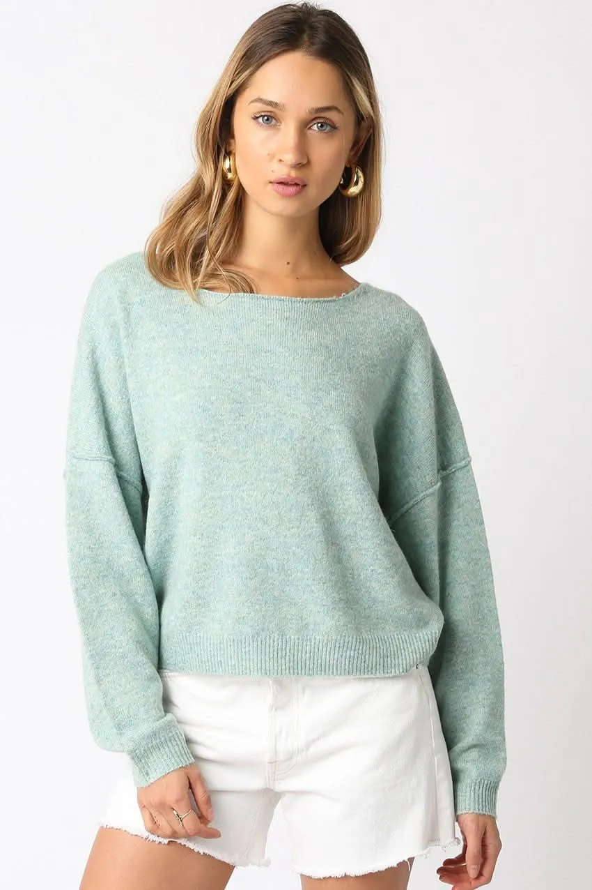 Cecily Mint Slouchy Pullover Sweater sold by Boho Pink