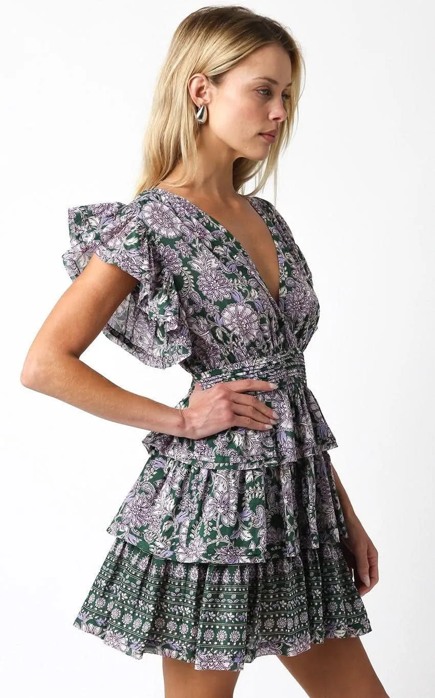 Jodie Green Floral Tiered Ruffle Mini Dress sold by Boho Pink product image thumbnail 4