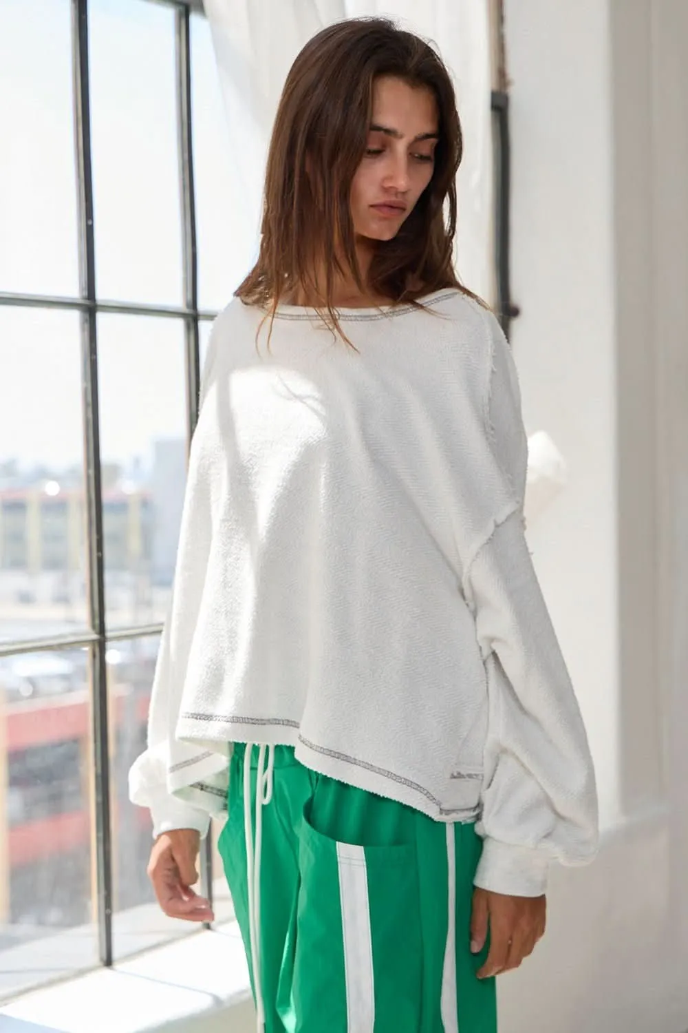 Libby Grey Open Back Long Sleeve Top sold by Boho Pink product image thumbnail 4