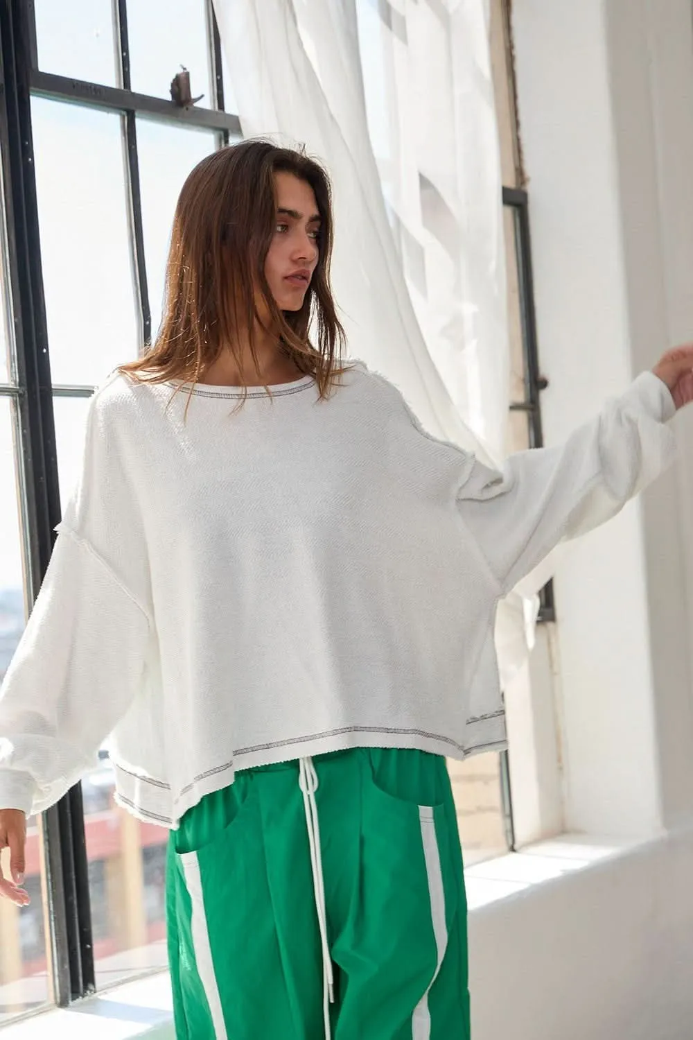 Libby Grey Open Back Long Sleeve Top sold by Boho Pink product image thumbnail 3