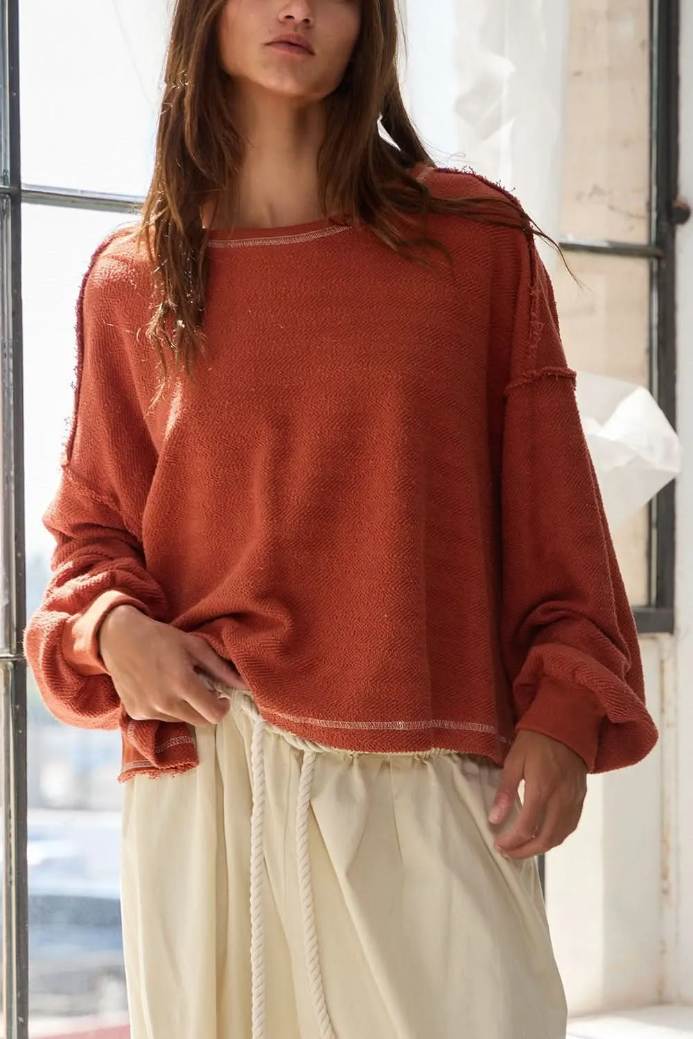 Libby Rust Open Back Long Sleeve Top sold by Boho Pink product image thumbnail 3