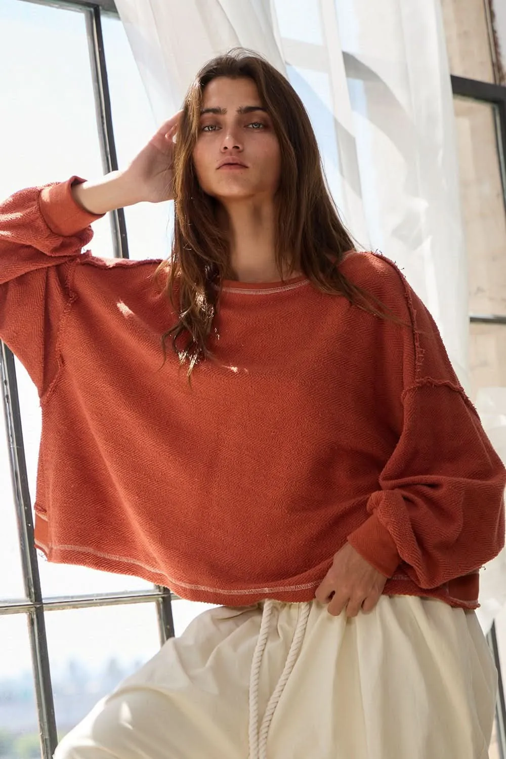 Libby Rust Open Back Long Sleeve Top sold by Boho Pink product image thumbnail 4