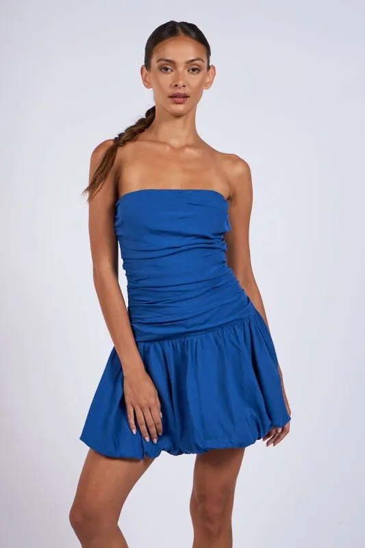 Marcuss Persian Blue Bubble Hem Tube Mini Dress made by Sky to Moon