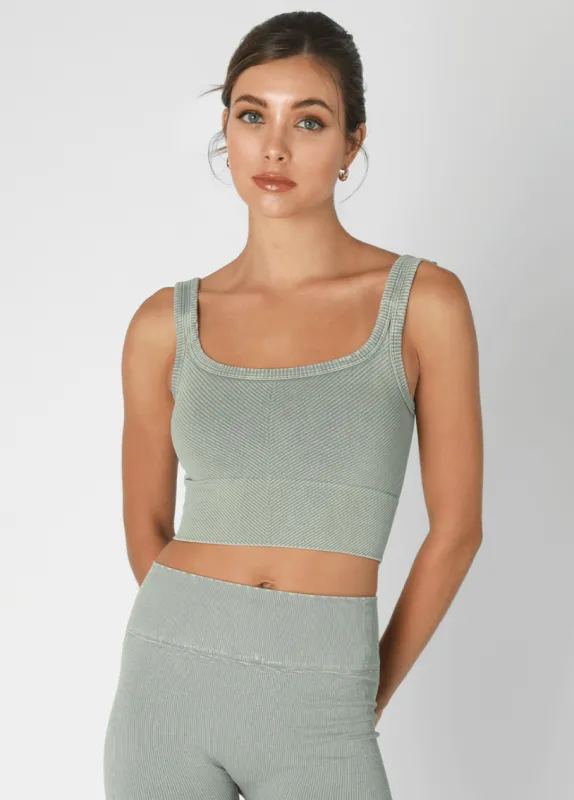 NIKIBIKI Vintage Matcha Cropped Chevron Tank sold by Boho Pink