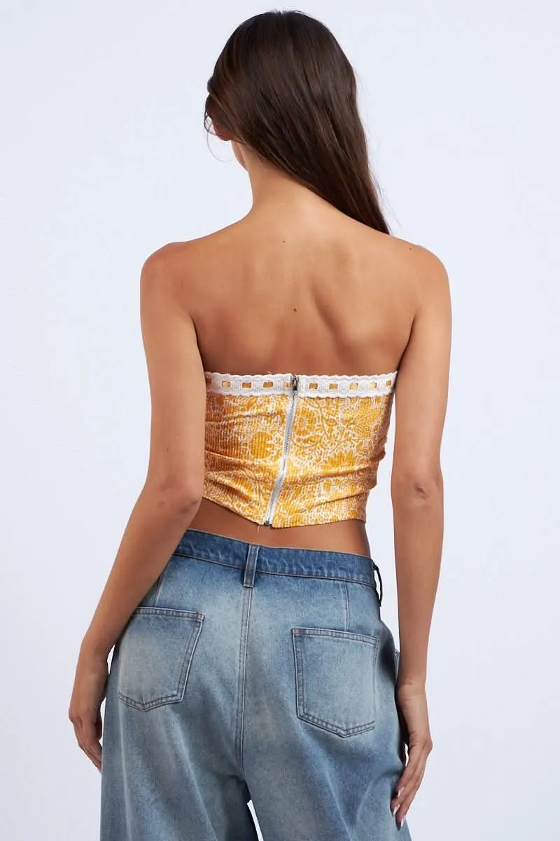 Cora Orange Floral Print Tube Top sold by Boho Pink product image thumbnail 4
