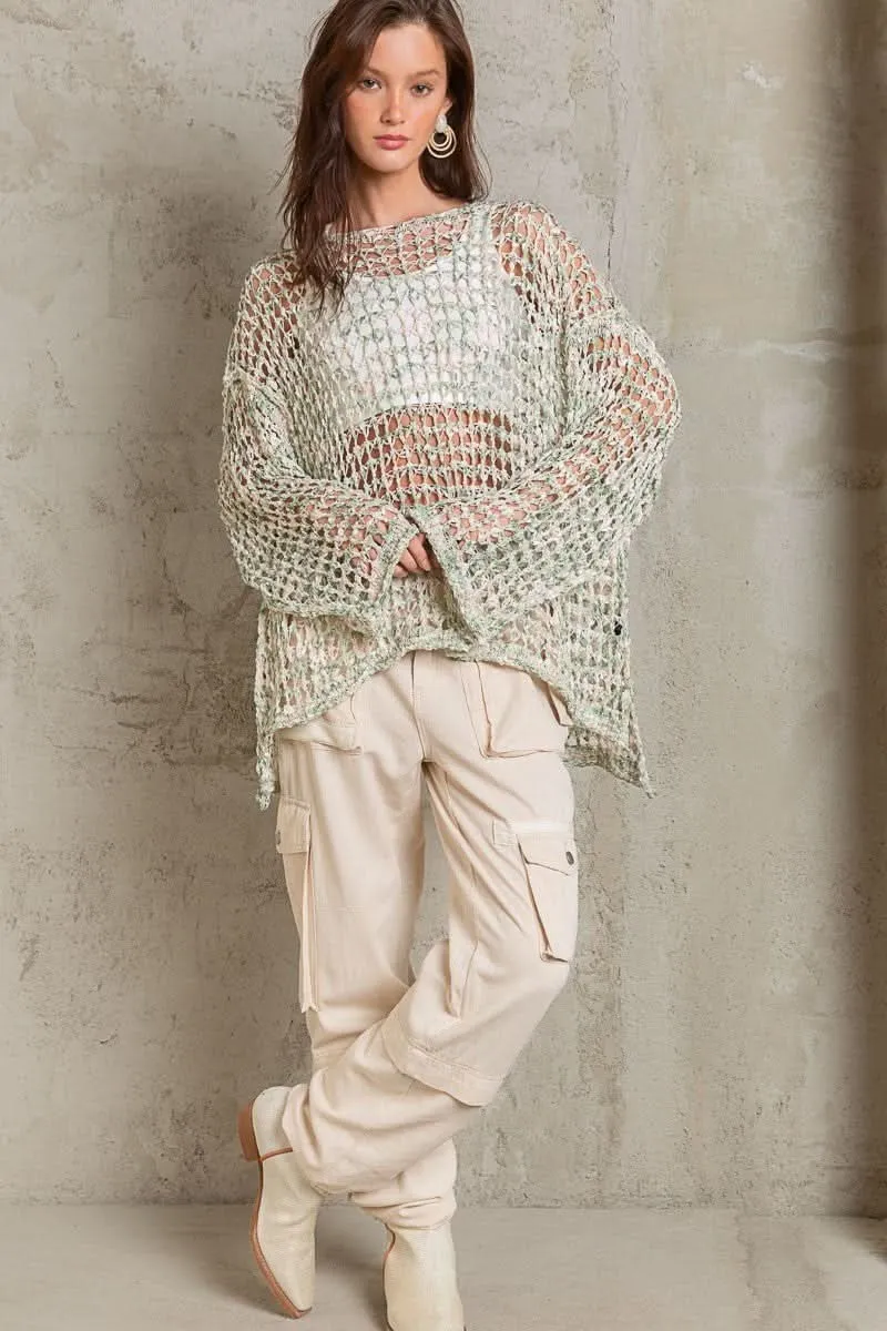 Lucky in Love Green Oversized Crochet Sweater sold by Boho Pink product image thumbnail 3