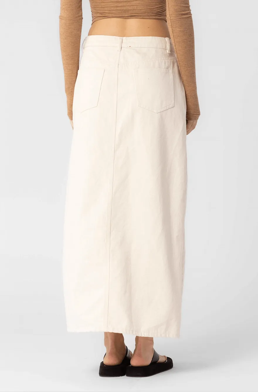 Santa Monica Ecru Denim Slit Maxi Skirt sold by Boho Pink product image thumbnail 5