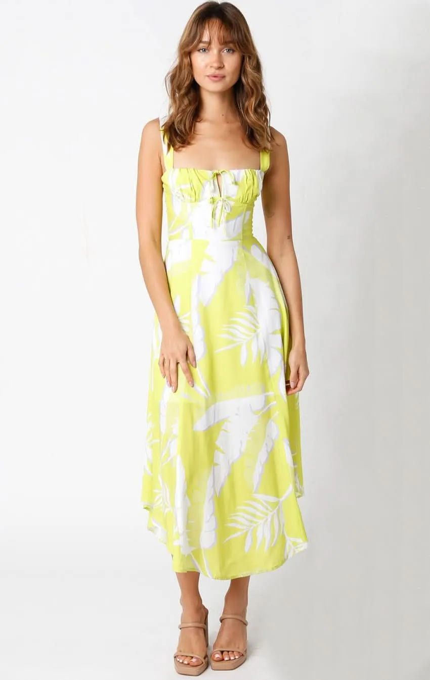 Ios Lime Floral Corset Midi Dress sold by Boho Pink