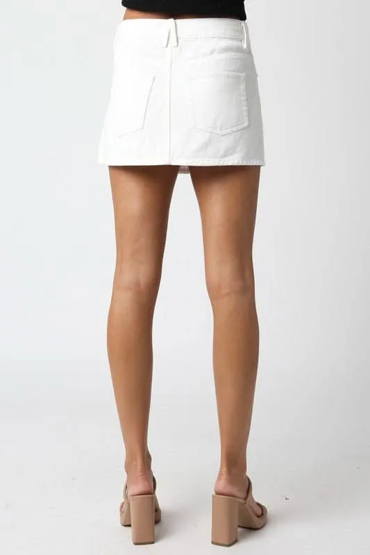Monica Off White Denim Mini Skirt sold by Boho Pink product image thumbnail 5