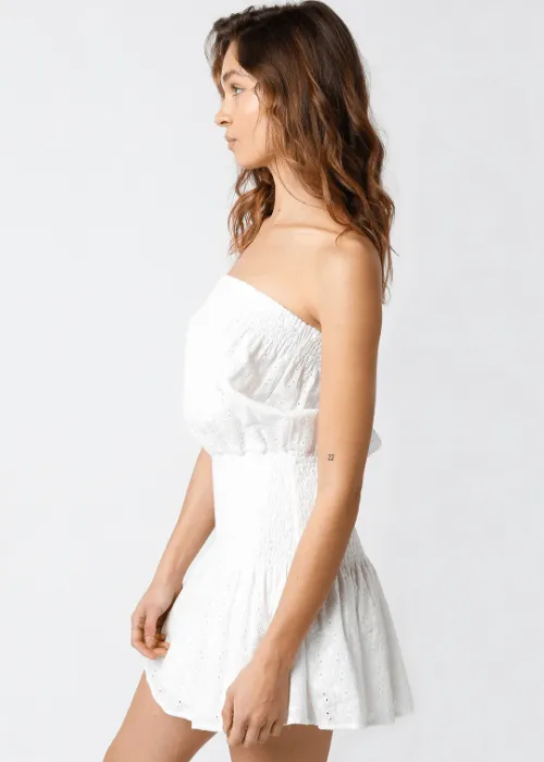 Delaney White Eyelet Strapless Mini Dress sold by Boho Pink product image thumbnail 2