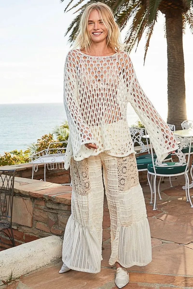 Nadia White Sheer Crochet Sweater sold by Boho Pink product image thumbnail 2
