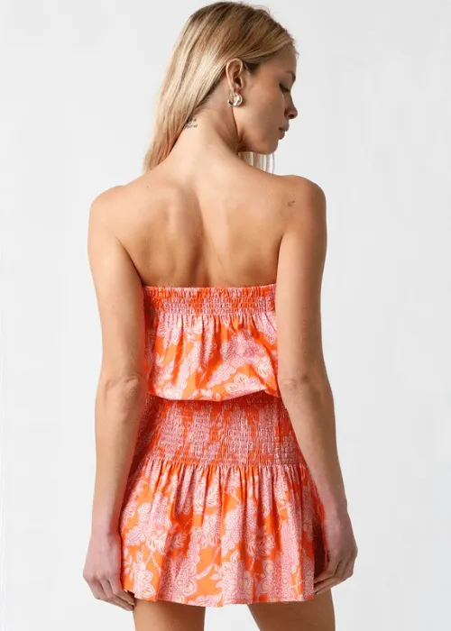 Delaney Orange Floral Strapless Mini Dress sold by Boho Pink product image thumbnail 3