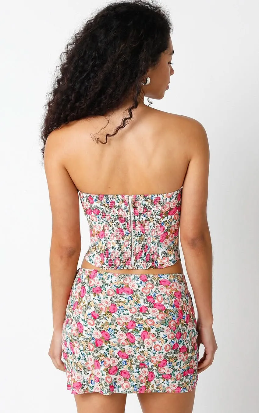 Milan Pink Floral Strapless Corset Top sold by Boho Pink product image thumbnail 3
