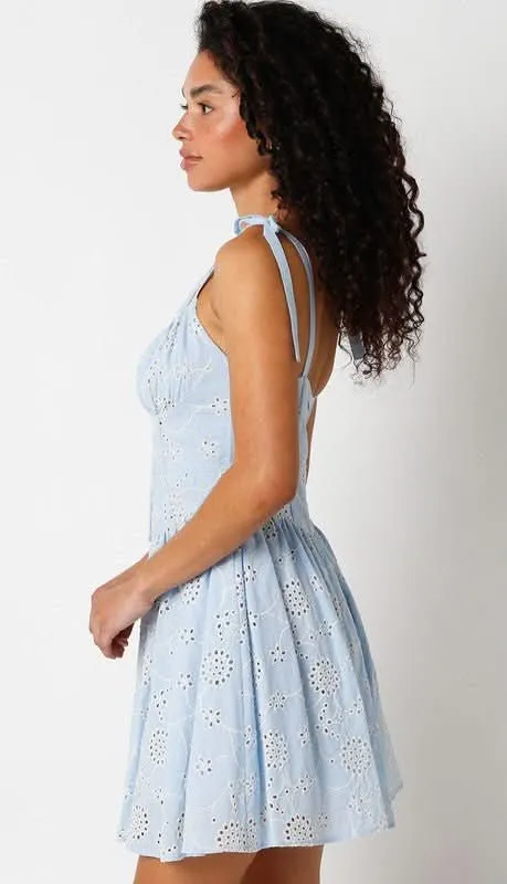 Chateau Blue Eyelet Lace Bustier Dress sold by Boho Pink product image thumbnail 3