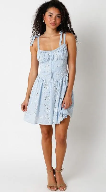 Chateau Blue Eyelet Lace Bustier Dress sold by Boho Pink product image thumbnail 4